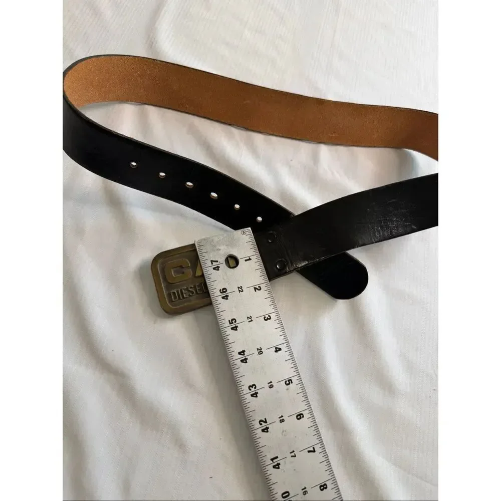 CAT Diesel Power Black Leather Vintage Belt Size 36